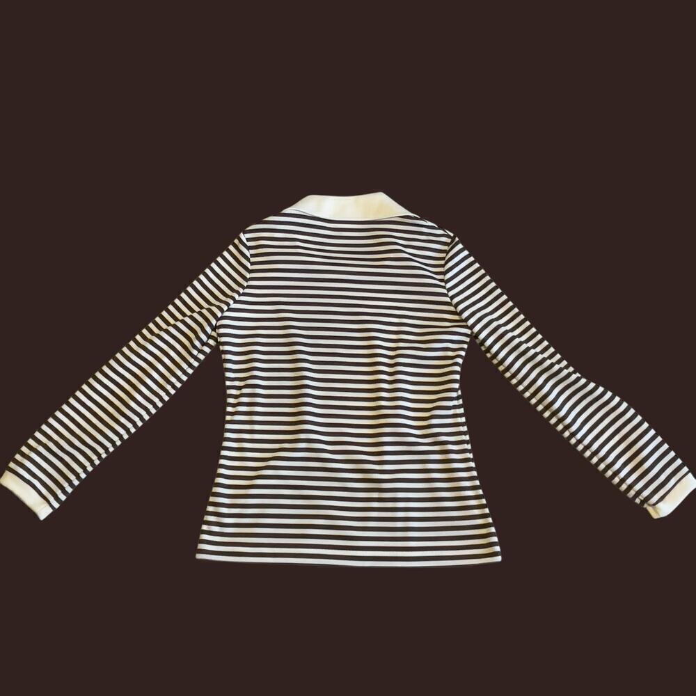 JCPenny Vintage Brown Striped Polo Top Medium - Picture 5 of 12
